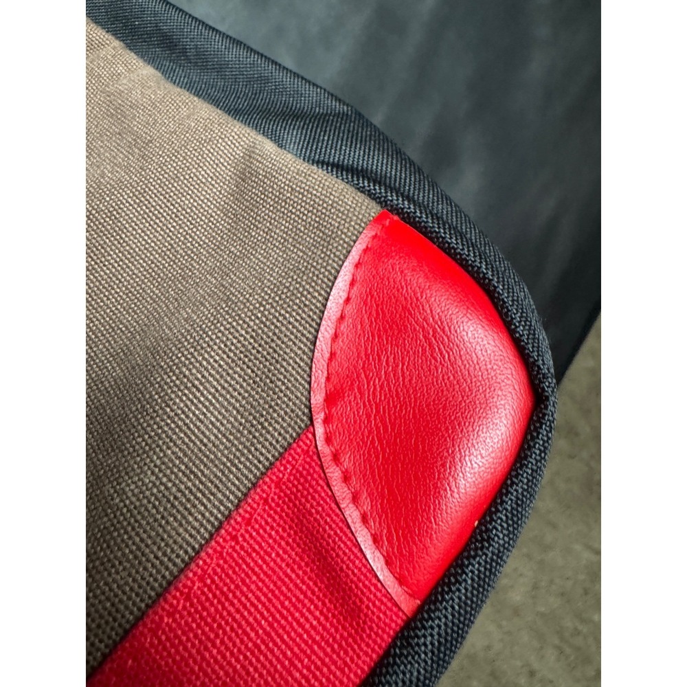 Stussy Canvas Shoulder Bag Brown Red Green Stripe Crossbody Streetwear Vintage - Picture 7 of 10